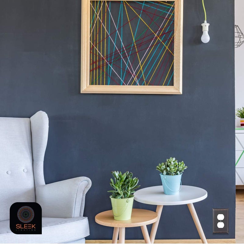 SLEEKLIGHTING أغطية مآخذ ومفاتيح سليكلايتنج بلون برونزي مصقول - غطاء مفتاح ضوء زخرفي مسطح - مجموعة متنوعة من الأنماط: زخرفي / مزدوج / تبديل / ومجموعة - الحجم: 1 مجموعة فارغة (4 عبوات) - Image 5